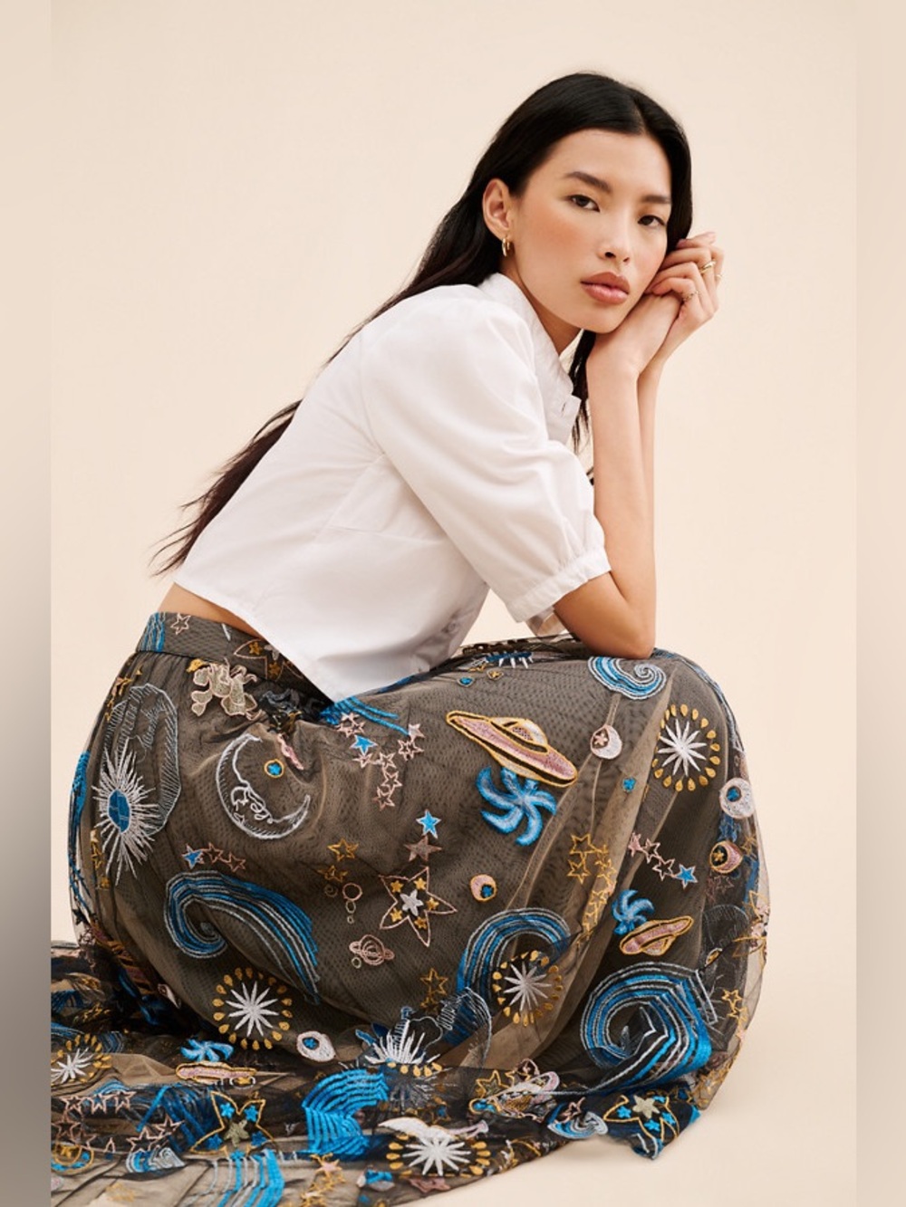 Anthropologie Geisha Designs Icon Tulle Celeste Maxi Skirt